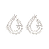 5.85ct Diamond 14K Gold Statement Flower Baguette Earrings