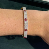 3.0ct Ruby Diamond 14K Gold Pave Bracelet