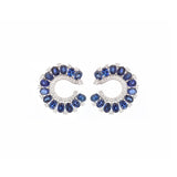 7.12ct Diamond Sapphire 18K Gold Cluster Earrings