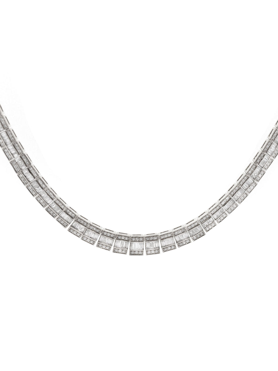 11.75cts Diamond 14K Gold Invisible Set Tennis Necklace