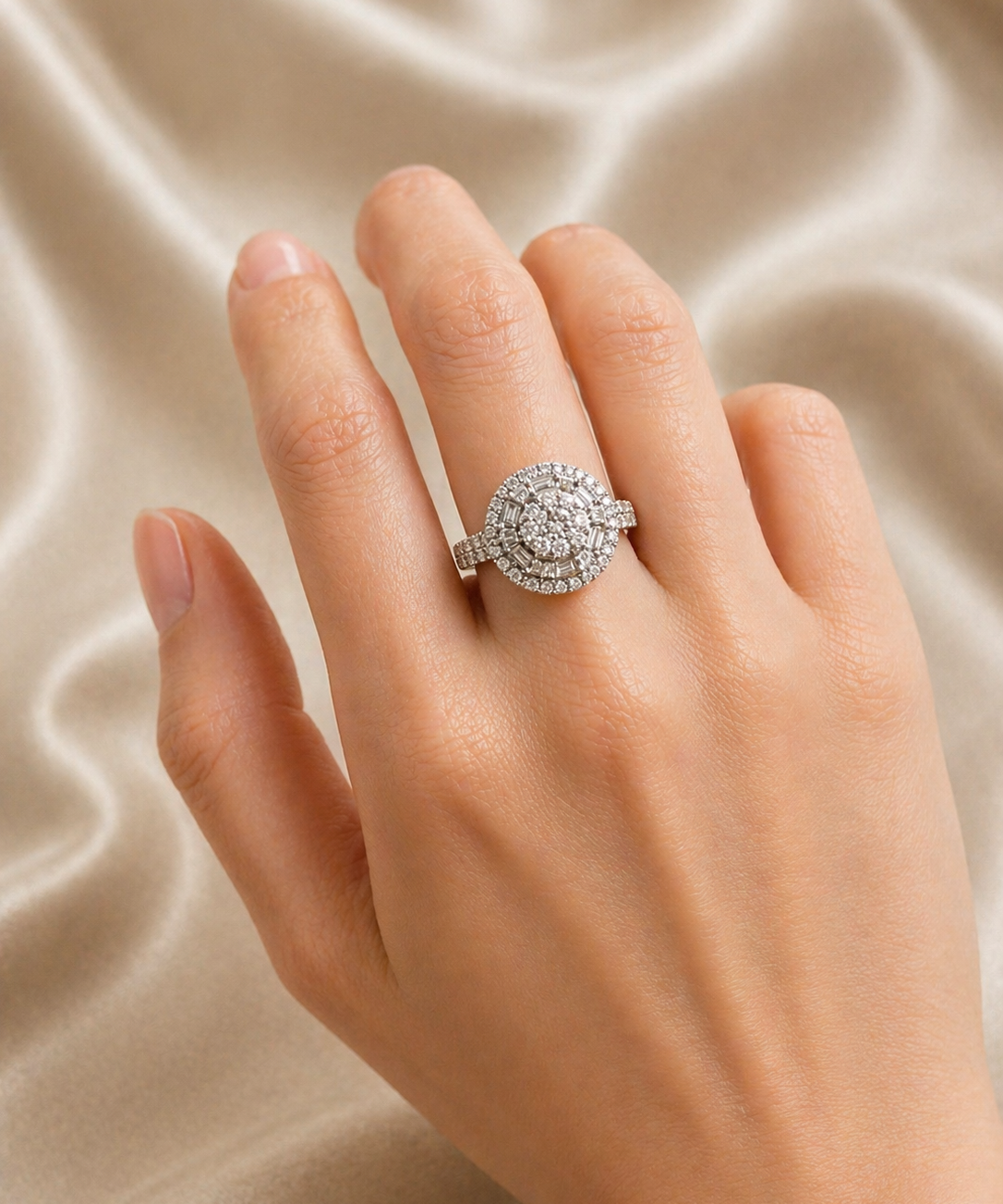 1.34ct Diamond 14K Gold Cluster Ring