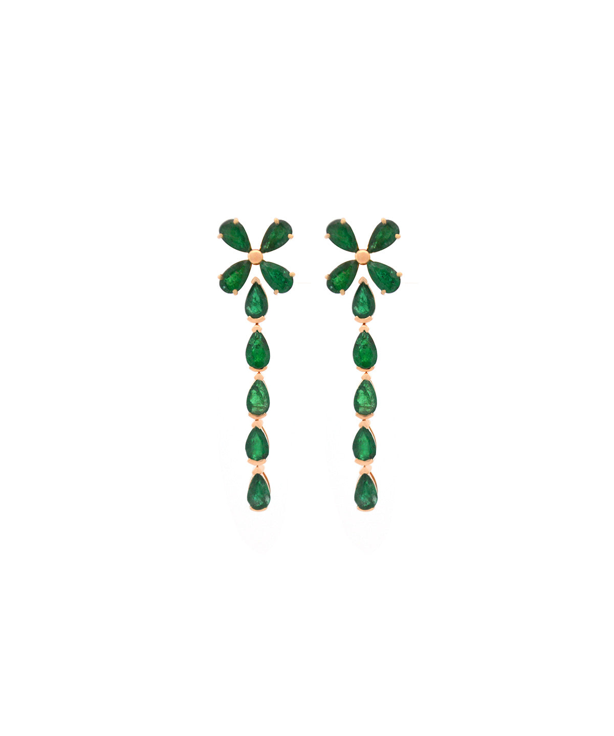 3.44ct Emerald 18K Gold Flower Day & Night Earrings