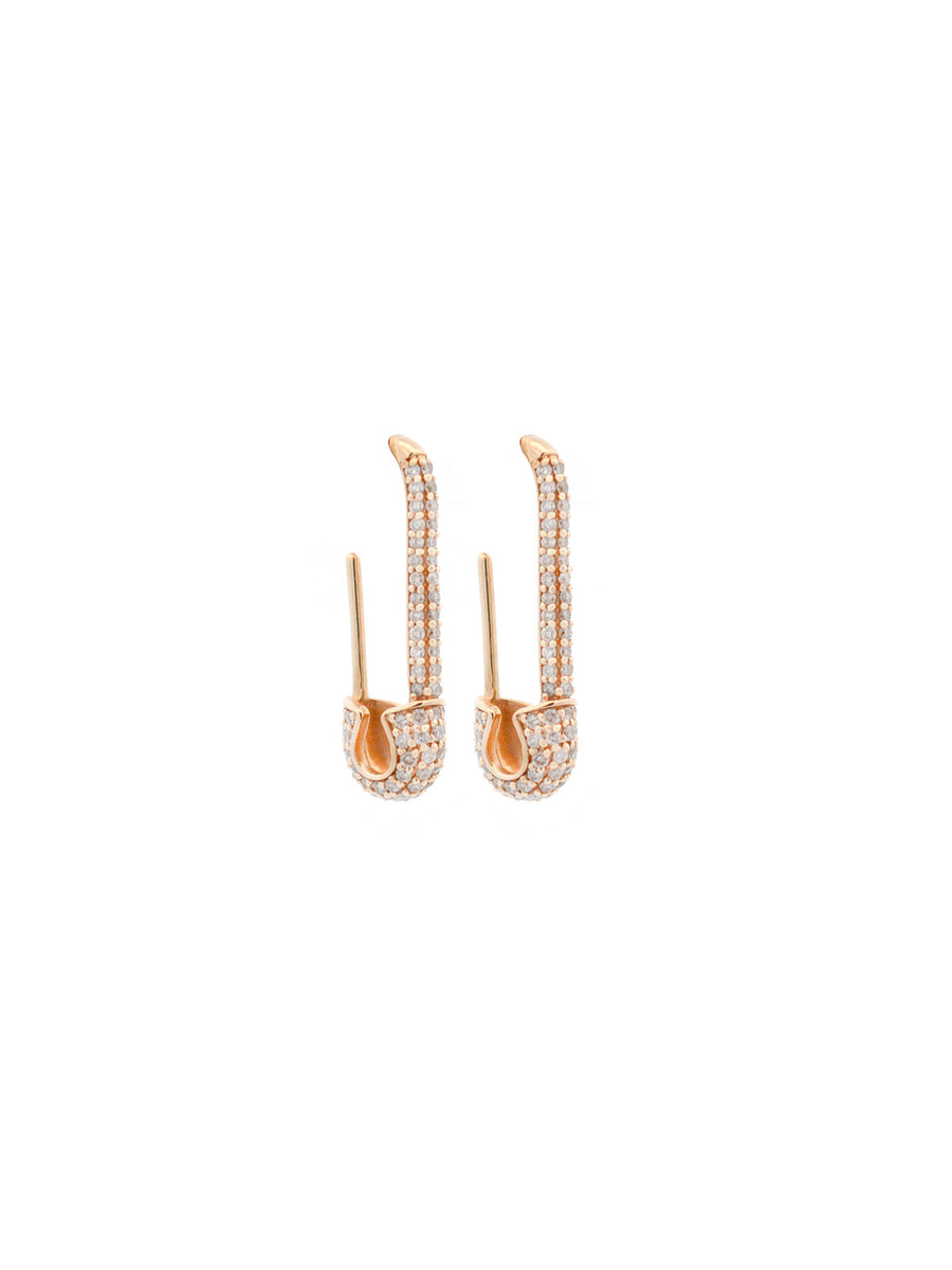 0.45ct Diamond 14K Gold Safety Pin Earrings