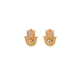 0.72ct Diamond 14K Gold Pave Hamsa Stud Earrings