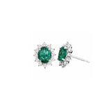 2.18ct Diamond Emerald 18K Gold Sunburst Earrings