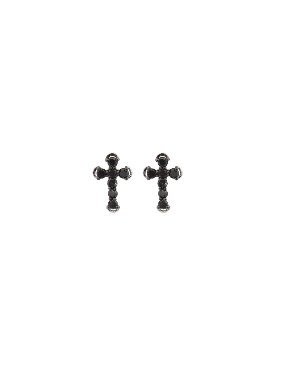 0.34ct Sapphire 18K Gold Cross Stud Earrings