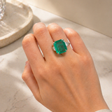 10.61ct Emerald Diamond 18K Gold Cocktail Ring