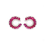 7.11ct Diamond Ruby 18K Gold Cluster Earrings