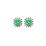2.16ct Emerald Diamond Platinum Halo Earring