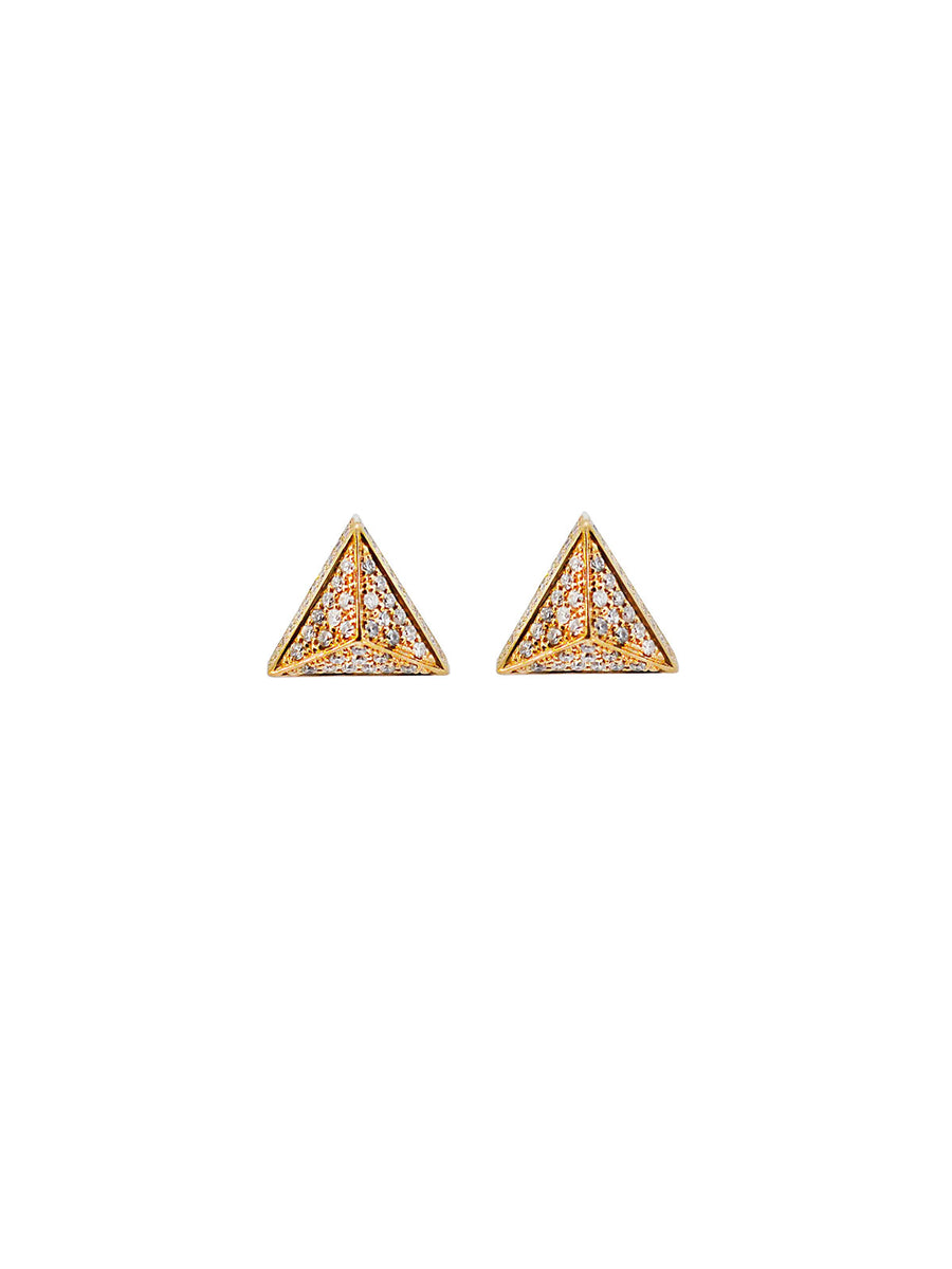 0.79cts Diamond 14K Gold Triangle Stud Earrings