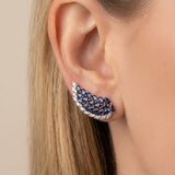 4.34ct Diamond Sapphire 14K Gold Wing Climber Earrings