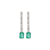 5.9ct Diamond Emerald 18K Gold Dangle Drop Earrings