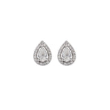 1.00ct Diamond 18K Gold Pear Halo Stud Earrings
