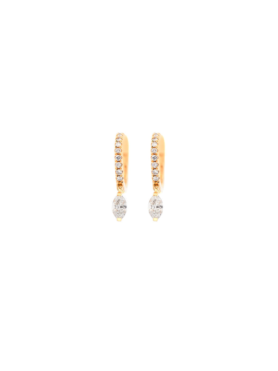 0.77ct Diamond 18K Gold Marquise Dangle Drop Earrings