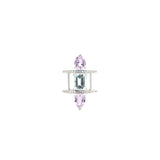 4.55ct Diamond Aquamarine Amethyst 18K Gold Open Shank Ring