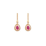 1.15ct Diamond Pink Sapphire 14K Gold Dangle Drop Earrings