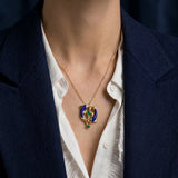 Pisces 11.87ct Lapis Lazuli Emerald Diamond 18K Gold Brooch