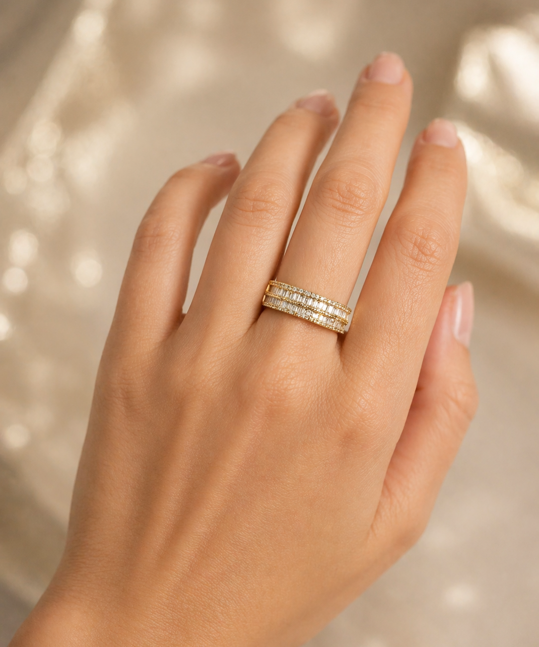 0.42ct Diamond 18K Gold Two Row Ring