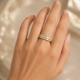 0.42ct Diamond 18K Gold Two Row Ring