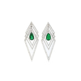 11.75ct Diamond Emerald 18K Gold Architectural Earrings