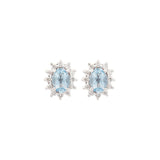 1.50ct Aquamarine 14K Gold Halo Stud Earrings