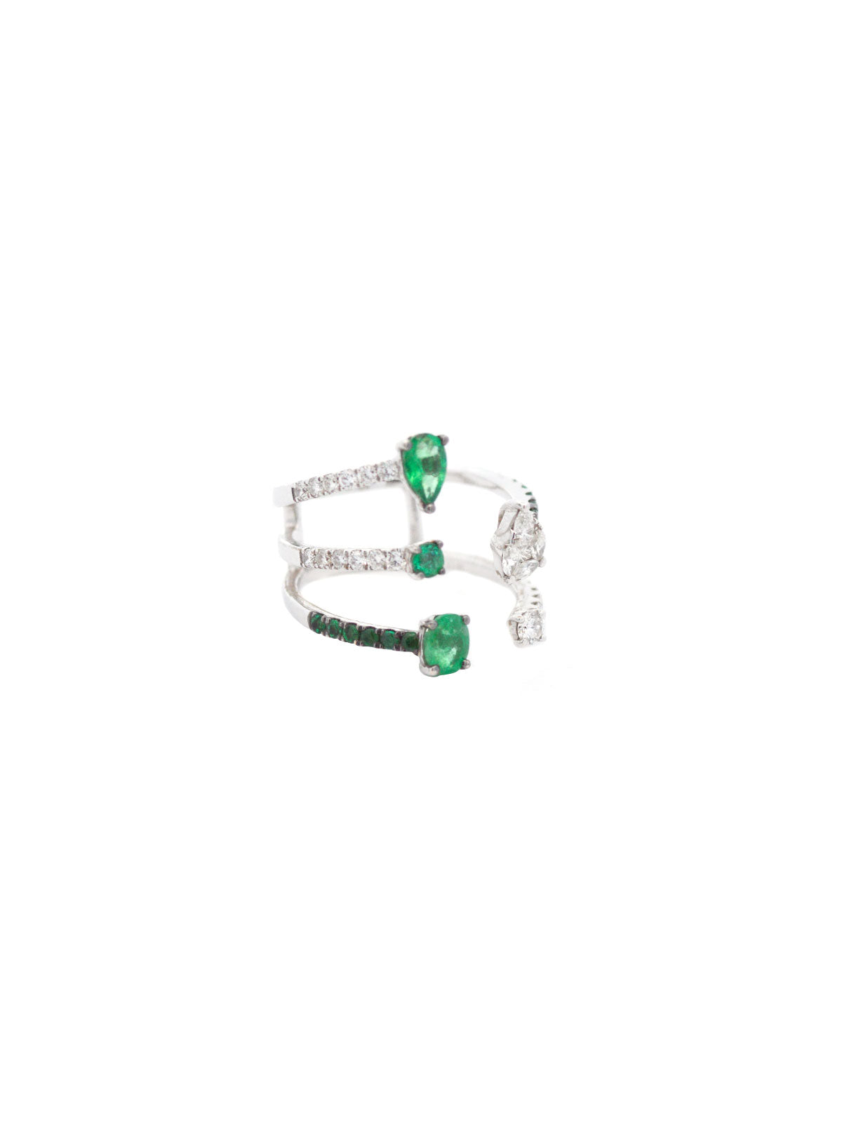 2.37ct Diamond Emerald 18K Open Shank Ring