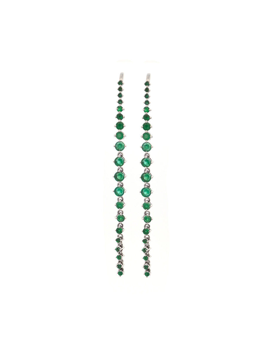 1.50ct Emerald 18K Gold Linear Cascade Earrings