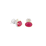 3.51ct Ruby Diamond 14K Gold Oval Stud Earrings