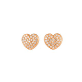 0.72ct Diamond 18K Gold Pave Heart Stud Earrings