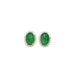 4.36ct Diamond Emerald 18K Gold Halo Earrings