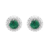 GIA 19.09ct Diamond Emerald 18K Gold Statement Halo Cluster Earrings