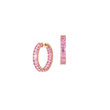 14.14ct Pink Sapphire 18K Gold Emerald Cut Hoop Earrings