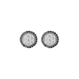 1.00ct Black & White Diamond 14K Gold Cluster Stud Earrings
