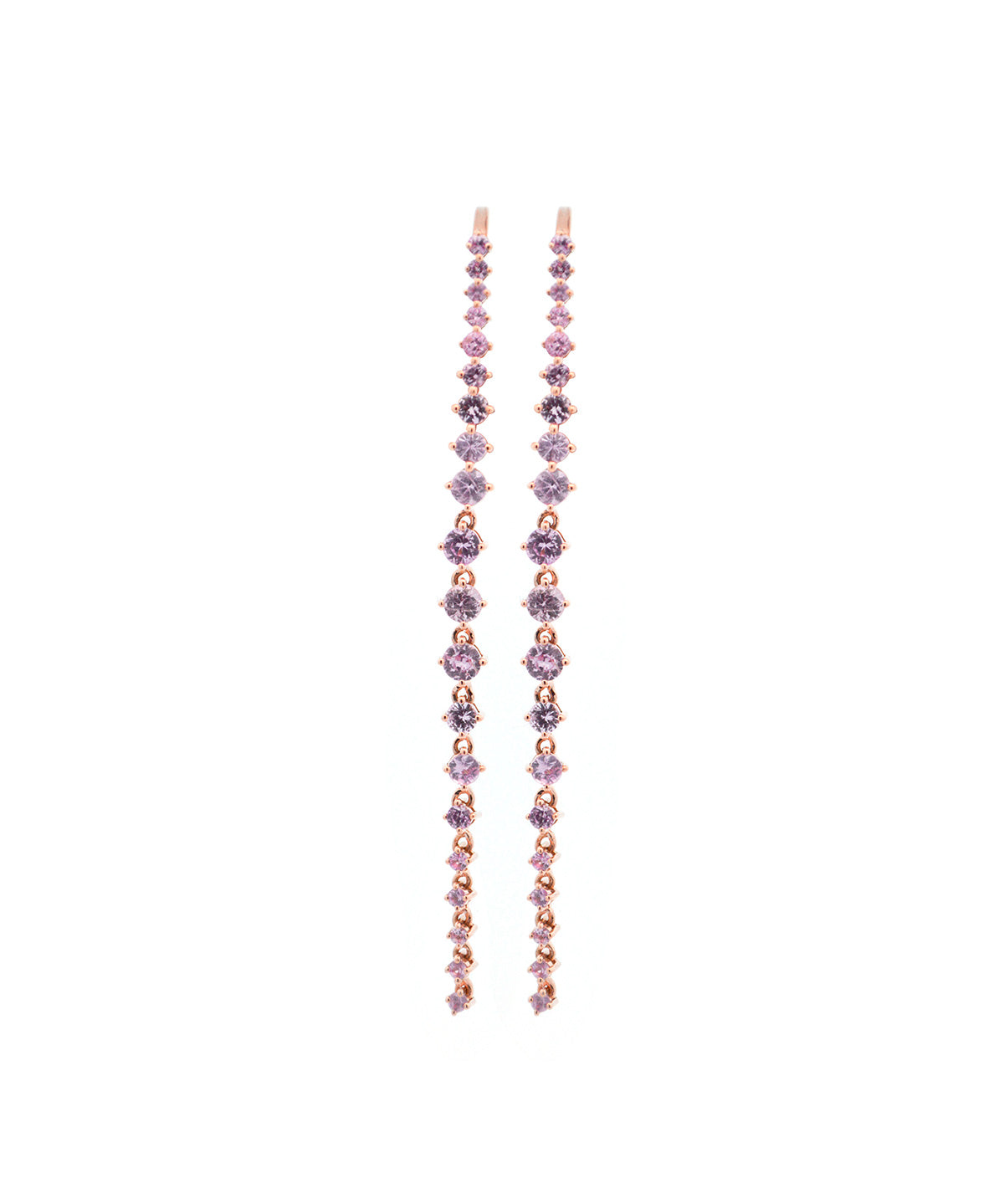 1.71ct Pink Sapphire 18K Gold Linear Cascade Earrings