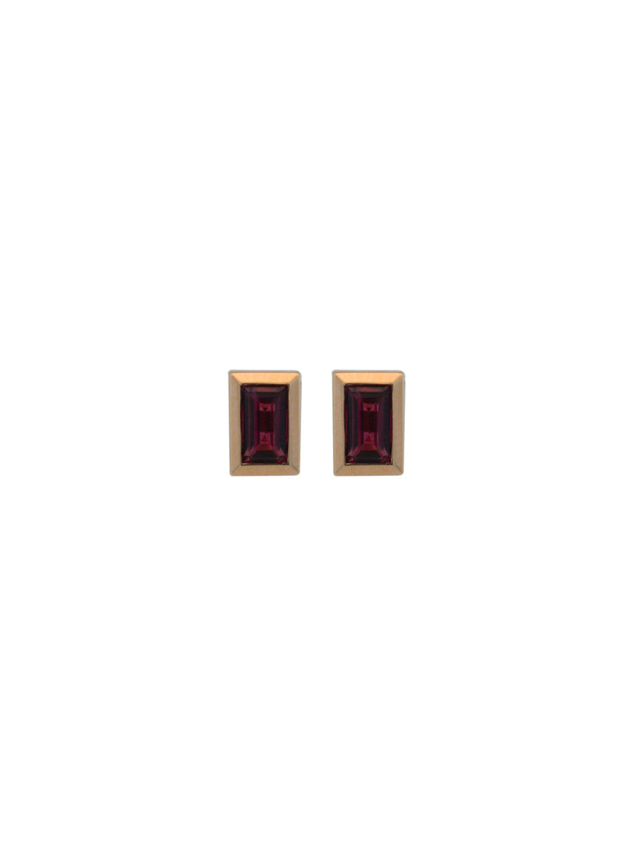 0.55ct Pink Tourmaline 14K Gold Baguette Stud Earrings