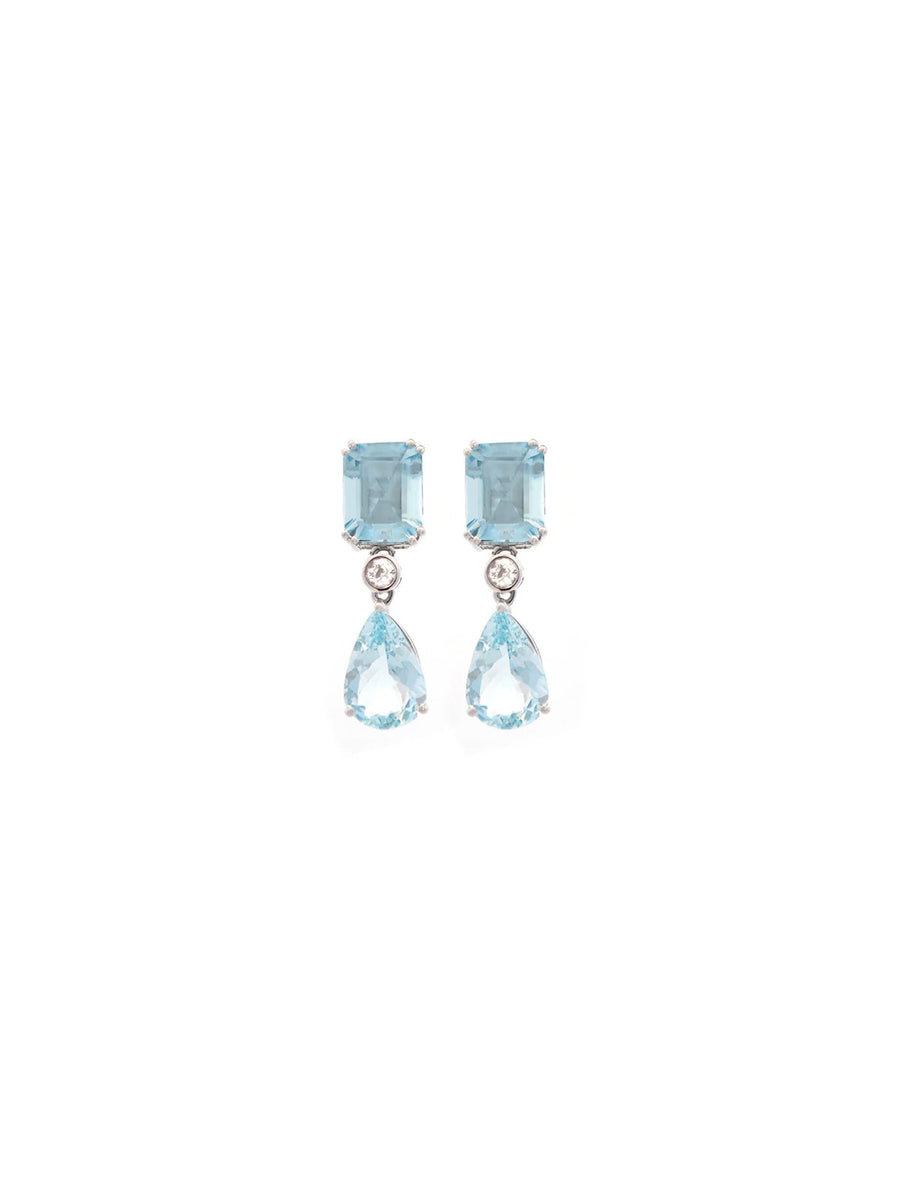 3.90ct Aquamarine Diamond 18K Gold Dangle Drop Earrings