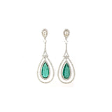 8.88ct Diamond Emerald 18K Gold Dangle Drop Earrings