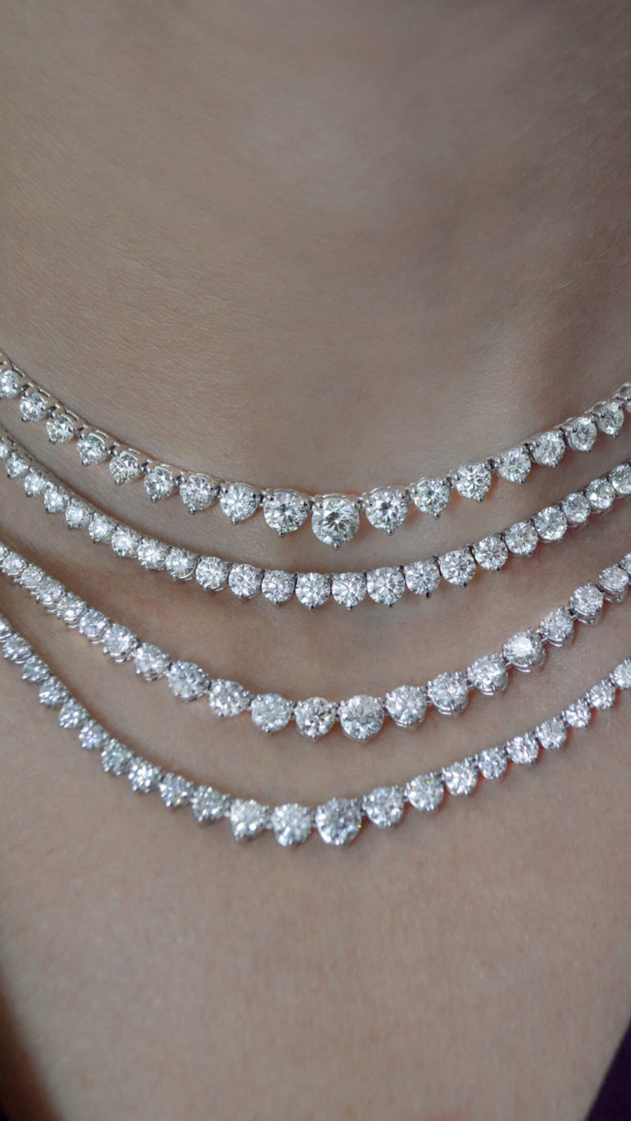 8.50ct Diamond 18K Gold Graduated Tennis Necklace