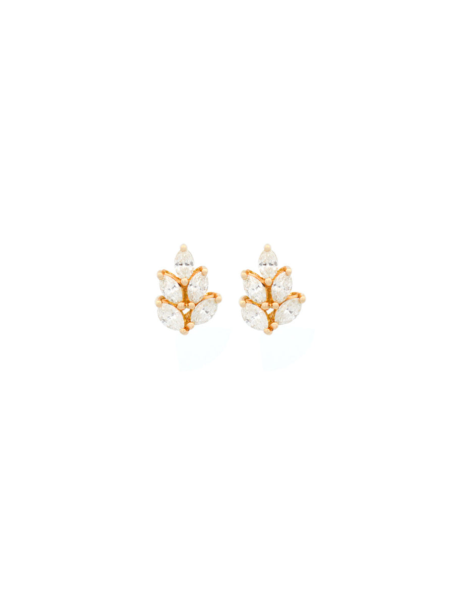 0.42ct Diamond 18K Gold Dainty Leaf Earrings