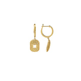 1.39ct Diamond Yellow Sapphire 18K Pave Round Baguette Drop Earrings