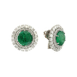 GIA 19.09ct Diamond Emerald 18K Gold Statement Halo Cluster Earrings