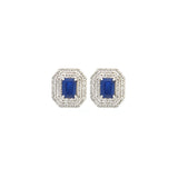 2.37ct Diamond Sapphire 18K Gold Halo Stud Earrings