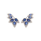 5.50ct Sapphire Diamond 18K Gold Cluster Climber Earrings