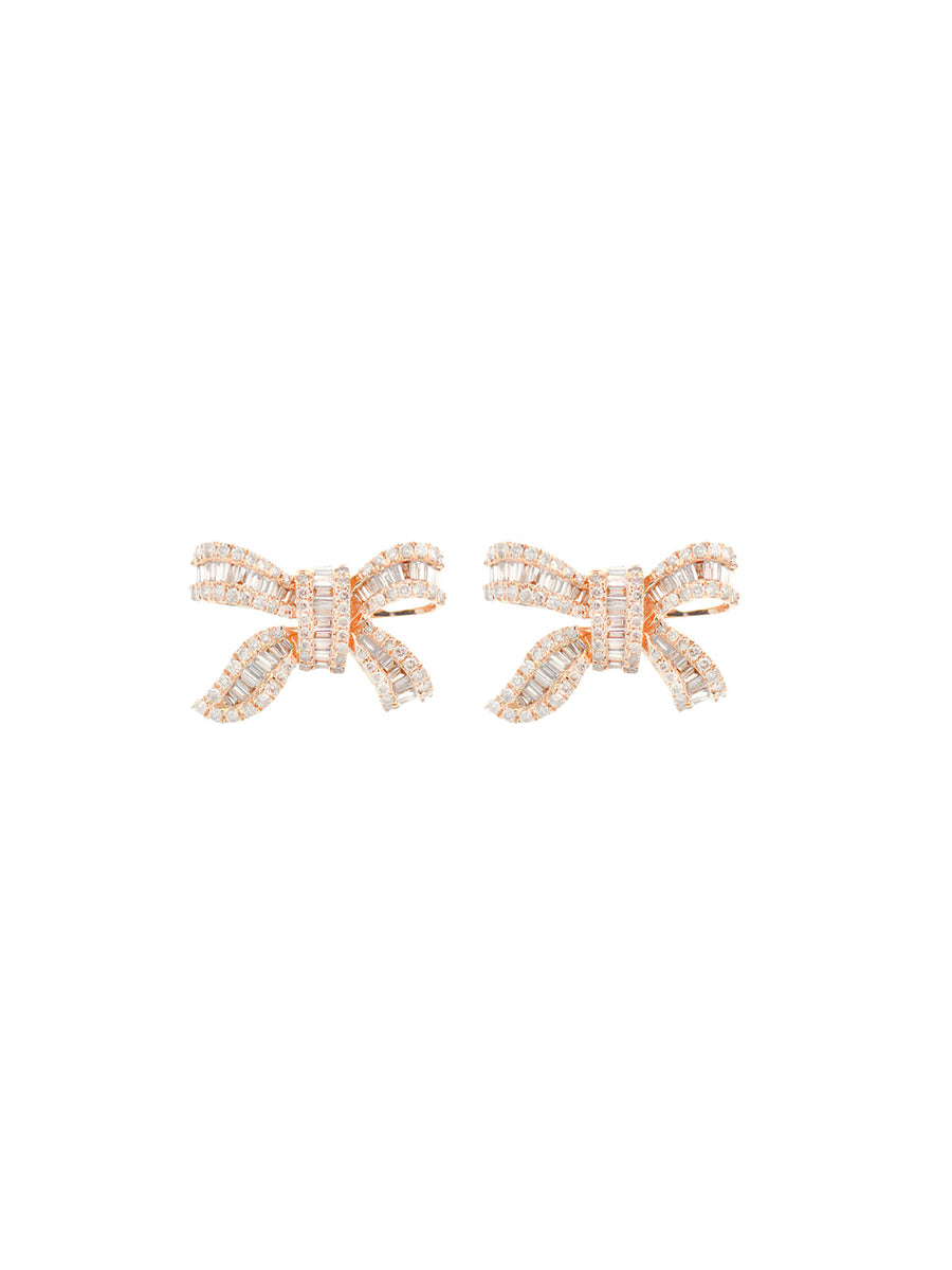2.00ct Diamond 18K Gold Bow Earrings