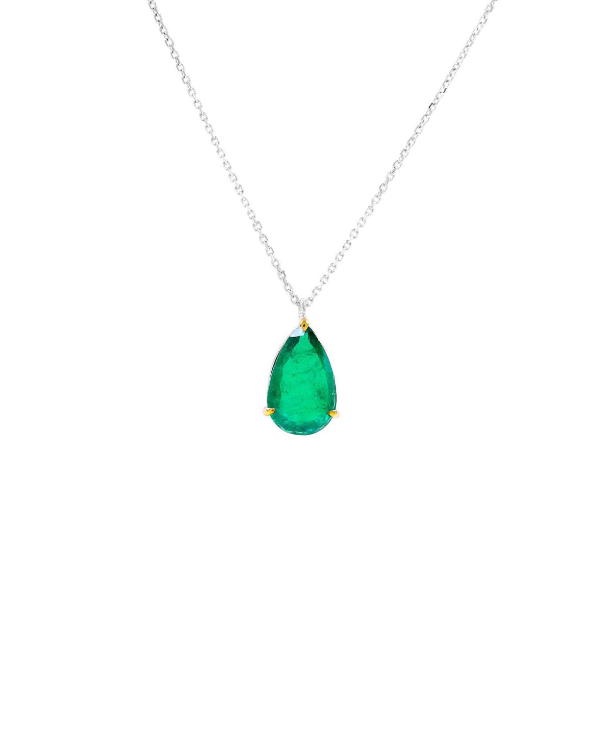 5.22ct Emerald 18K Gold Pear Cut Necklace