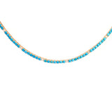 17.22ct Turquoise Diamond 18K Gold Tennis Necklace