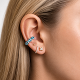 1.85ct Apatite 18K Gold Three Stones Ear Cuff