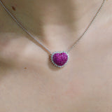 3.95ct Ruby 18K Gold Heart Shaped Pendant Chain Necklace