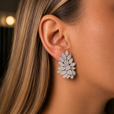5.64ct Diamond 18K Gold Leaf Climber Earrings