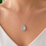 1.35ct Diamond 18K Gold Pave Pear Pendant Necklace